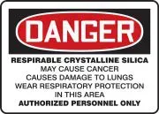 Accuform FBMCAW045VP OSHA Danger Safety Sign: Respirable Crystalline Silica - May Cause Cancer - Causes Damage To Lungs - Wear Respiratory Protection In This Area (1)