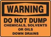 Accuform FRMCHW300VP OSHA Warning Safety Sign: Do Not Dump Chemicals Solvents Or Oils Down Drains (1)