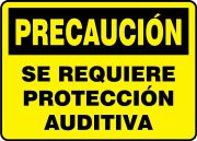 Accuform FRMPPE427VA 14" x 20" OSHA Caution Safety Sign: Hearing Protection Required Red Aluminum (1)