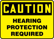 Accuform FRMPPE427VA 14" x 20" OSHA Caution Safety Sign: Hearing Protection Required Red Aluminum (0)