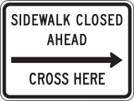Accuform FRR750DP Bicycle & Pedestrian Sign: Sidewalk Closed Ahead - Cross Here (0)