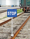 Accuform FRR966BU Railroad Clamp Sign: Stop - Check Overhead Clearance (0)