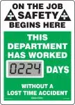Accuform FRSCL224 Mini Digi-Day Electronic Scoreboards: On The Job Safety Begins Here - This Department Has Worked _ Days Without A Lost Time Accident (1)