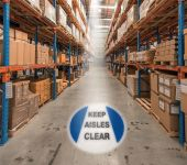 Accuform FRVPL909 20" x 24" x 1" Led Sign Projector: Keep Aisles Clear Red HS-Laminate (1)