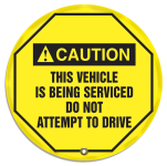 Accuform KDD727 ANSI Caution Steering Wheel Message Cover: This Vehicle Is Being Serviced Do Not Attempt To Drive (0)