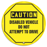 Accuform KDD812 OSHA Caution Steering Wheel Message Cover: Disabled Vehicle Do Not Attempt To Drive (0)