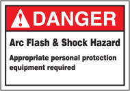 Accuform LELC132 ANSI Danger Arc Flash Protection Label: Arc Flash & Shock Hazard - Appropiate Personal Protection Equipment Required (0)