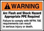Accuform LELC310 ANSI Warning Electrical Safety Label: Arc Flash and Shock Hazard - Appropriate PPE Required (NFPA) (1)