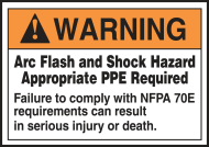 Accuform LELC310 ANSI Warning Electrical Safety Label: Arc Flash and Shock Hazard - Appropriate PPE Required (NFPA) (0)