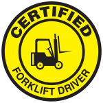 Accuform LHTL334 Hard Hat Stickers: Certified Forklift Driver (0)