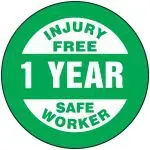 Accuform LHTL363 Hard Hat Stickers: Injury Free Safe Worker (1)