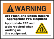 Accuform LRLE309 ANSI Warning Arc Flash Protection Labels On A Roll: Arc Flash & Shock Hazard - Appropriate PPE And Tools Required (0)