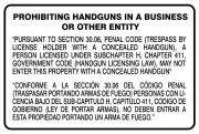 Accuform MACC510XL Bilingual Texas 30.06 Regulation Safety Signs: Prohibiting Handguns In A Business Or Other Entity (1)