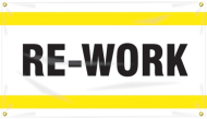 Accuform MBC119 28" x 4-ft. Quality Control Ceiling Banners: Re-Work, Aluminum (0)