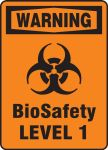 Accuform MBHZ323VS 14" x 10" OSHA Warning Biohazard Sign: BioSafety Level, Adhesive Vinyl (1)