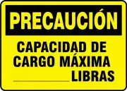 Accuform MCAP607VP OSHA Caution Safety Sign: Maximum Load ___ LBS. (1)