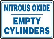 Accuform MCPG554VP Cylinder Sign: Nitrous Oxide - Empty Cylinders (1)