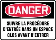 Accuform MCSP044VP OSHA Danger Safety Sign: Follow Confined Space Entry Procedure Before Entering (1)