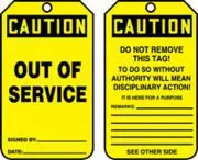 Accuform MDT652PTP OSHA Caution Safety Tag: Out of Service (1)