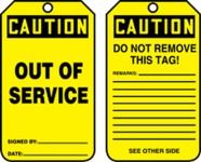 Accuform MDT652PTP OSHA Caution Safety Tag: Out of Service (0)