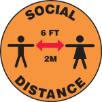 Accuform MFC116OR Carpet Decal: Social Distance 6 FT 2 M (0)