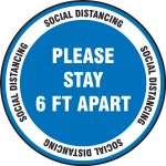 Accuform MFS306BU 12" Slip-Gard Floor Sign: Please Stay 6 FT Apart Social Distancing, Slip-Gard (1)