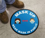 Accuform MFS379 12" Slip-Gard Floor Sign: Mask Up Wear Your Mask In Public Places, Slip-Gard (1)