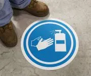 Accuform MFS443 Slip-Gard Floor Sign: Sanitize Hands Symbol (1)