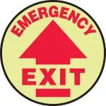 Accuform MFS761 Glow-In-The-Dark Slip-Gard Floor Signs: Emergency Exit (Arrow) (1)