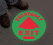 Accuform MFS761 Glow-In-The-Dark Slip-Gard Floor Signs: Emergency Exit (Arrow) (0)