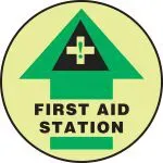 Accuform MFS780 Glow-In-The-Dark Slip-Gard Floor Sign: First Aid Station (1)