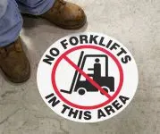 Accuform MFS846 Industrial Traffic Floor Sign: No Forklifts In This Area (1)