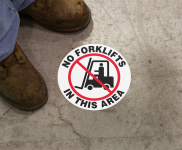 Accuform MFS846 Industrial Traffic Floor Sign: No Forklifts In This Area (0)