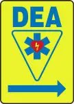 Accuform MFSD415XP Safety Sign: AED (Automated External Defibrillator - Right Arrow) (1)
