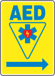 Accuform MFSD415XP Safety Sign: AED (Automated External Defibrillator - Right Arrow) (0)
