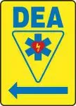 Accuform MFSD416VP Safety Sign: AED (Automated External Defibrillator - Left Arrow) (1)