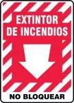Accuform MFXG558VS Safety Sign: Fire Extinguisher - Do Not Block (Arrow) (1)
