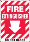 Accuform MFXG558VS Safety Sign: Fire Extinguisher - Do Not Block (Arrow) (0)
