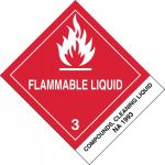 Accuform MSS341 4" x 4-3/4" DOT Shipping Label: Hazard Class 3: Flammable Liquid w/ ID Tab Adhesive Coated Paper UN1197 Extracts, Flavoring, Liquid (1)