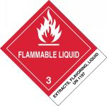 Accuform MSS341 4" x 4-3/4" DOT Shipping Label: Hazard Class 3: Flammable Liquid w/ ID Tab Adhesive Coated Paper UN1197 Extracts, Flavoring, Liquid (11)