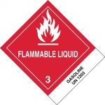 Accuform MSS341 4" x 4-3/4" DOT Shipping Label: Hazard Class 3: Flammable Liquid w/ ID Tab Adhesive Coated Paper UN1197 Extracts, Flavoring, Liquid (3)