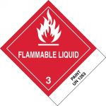 Accuform MSS341 4" x 4-3/4" DOT Shipping Label: Hazard Class 3: Flammable Liquid w/ ID Tab Adhesive Coated Paper UN1197 Extracts, Flavoring, Liquid (4)