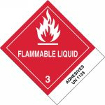 Accuform MSS341 4" x 4-3/4" DOT Shipping Label: Hazard Class 3: Flammable Liquid w/ ID Tab Adhesive Coated Paper UN1197 Extracts, Flavoring, Liquid (5)