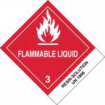 Accuform MSS341 4" x 4-3/4" DOT Shipping Label: Hazard Class 3: Flammable Liquid w/ ID Tab Adhesive Coated Paper UN1197 Extracts, Flavoring, Liquid (7)