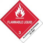 Accuform MSS341 4" x 4-3/4" DOT Shipping Label: Hazard Class 3: Flammable Liquid w/ ID Tab Adhesive Coated Paper UN1197 Extracts, Flavoring, Liquid (8)
