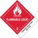 Accuform MSS341 4" x 4-3/4" DOT Shipping Label: Hazard Class 3: Flammable Liquid w/ ID Tab Adhesive Coated Paper UN1197 Extracts, Flavoring, Liquid (10)