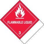 Accuform MSS341 4" x 4-3/4" DOT Shipping Label: Hazard Class 3: Flammable Liquid w/ ID Tab Adhesive Coated Paper UN1197 Extracts, Flavoring, Liquid (0)