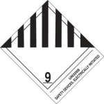 Accuform MSS913 4" x 4-3/4" Proper Shipping Name Label: Hazard Class 9 - Miscellaneous Dangerous Goods UN3268 Safety Devices, Electrically Initiated (0)