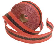 Accuform PTW204 Woven Barricade Tape: Solid W/ Black Stripe, 2" x 200-ft, Black/Red (0)