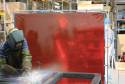 Accuform PWD124RD 6-ft x 6-ft ONE-WAY Printed Welding Screens: Pride In Safety Pride In Your Work, Red (3)